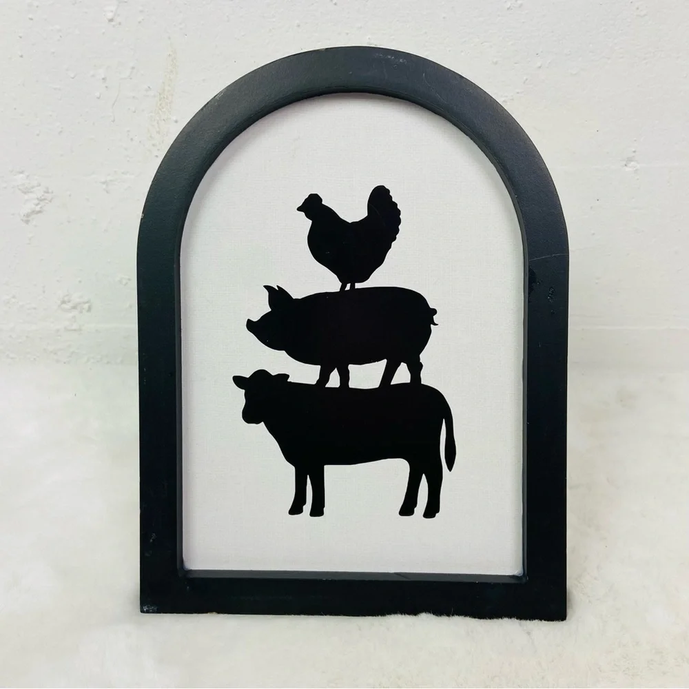 True living Farm Animal Stacked Silhouette black & white table top decor